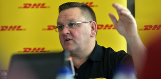 DHL Expres Sub-Saharan Africa MD Charles Brewer at a press conference