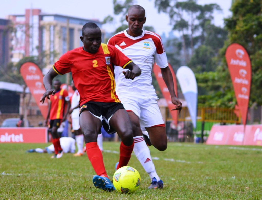 Diego Hamis Kizza in a friendly game against Seychelles played in 2015 at Lugogo