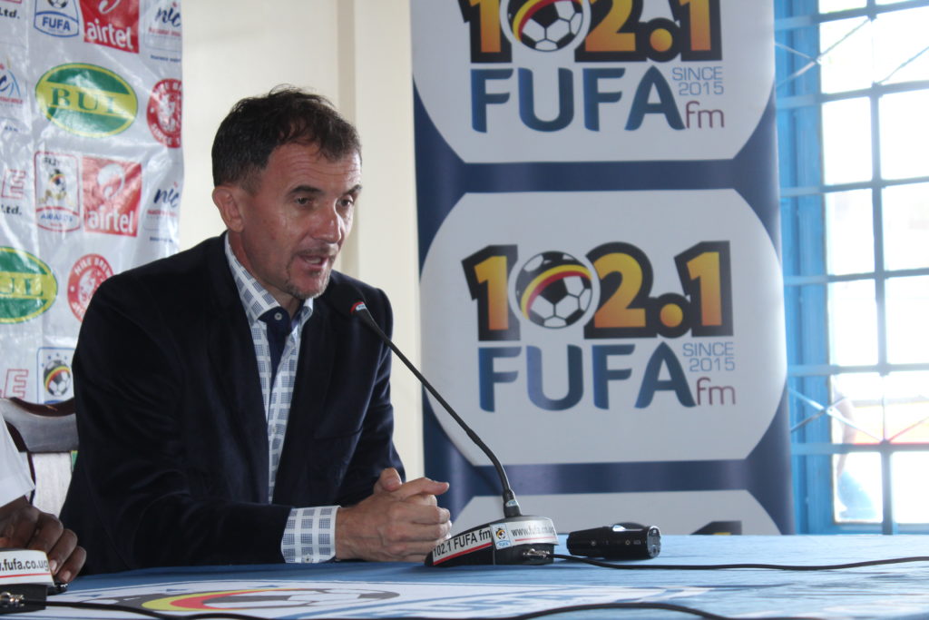  Head coach, Milutin Sredojevic addressing the media on Wednesday, 18th May 2016 at FUFA House, Mengo