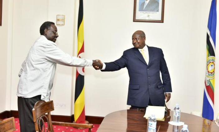 President Museveni meeting Gen. Sejusa at State House. 
