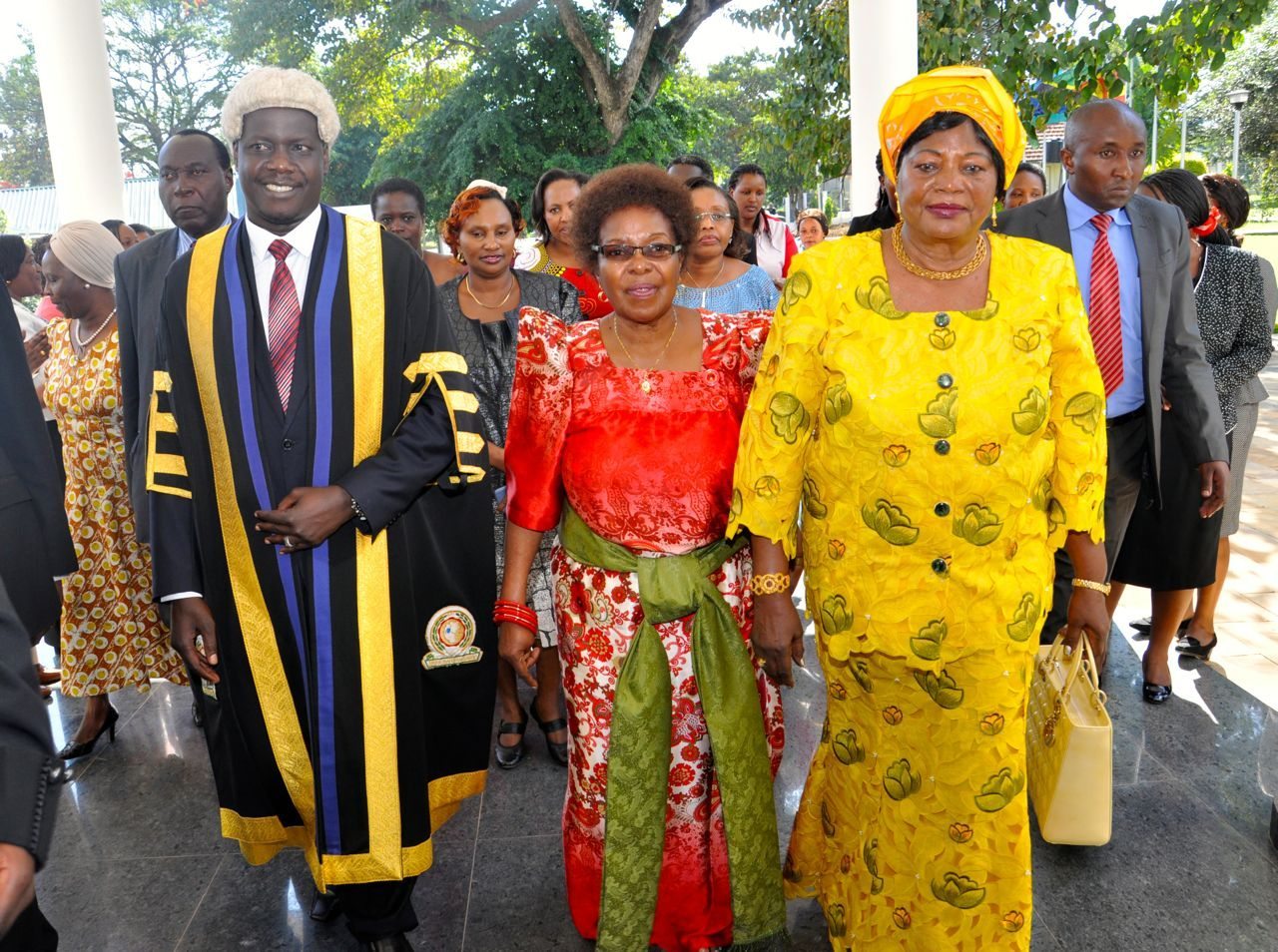 The EALA Speaker, Rt. Hon Daniel Fred Kidega receives H.E. Mama Miria Obote and H.E. Mama Ngina Kenyatta in Arusha