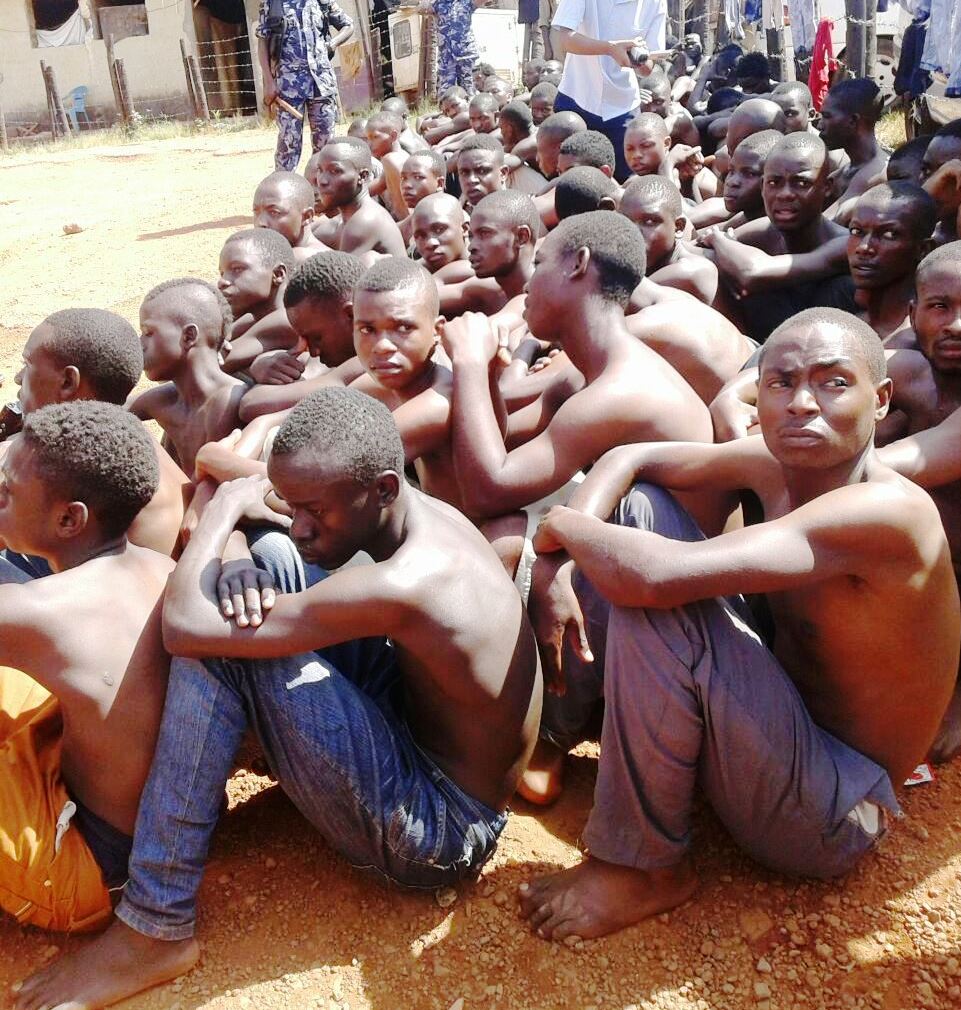 Some members of the notorious Kifeesi criminal gang being paraded by Police after a recent sweep