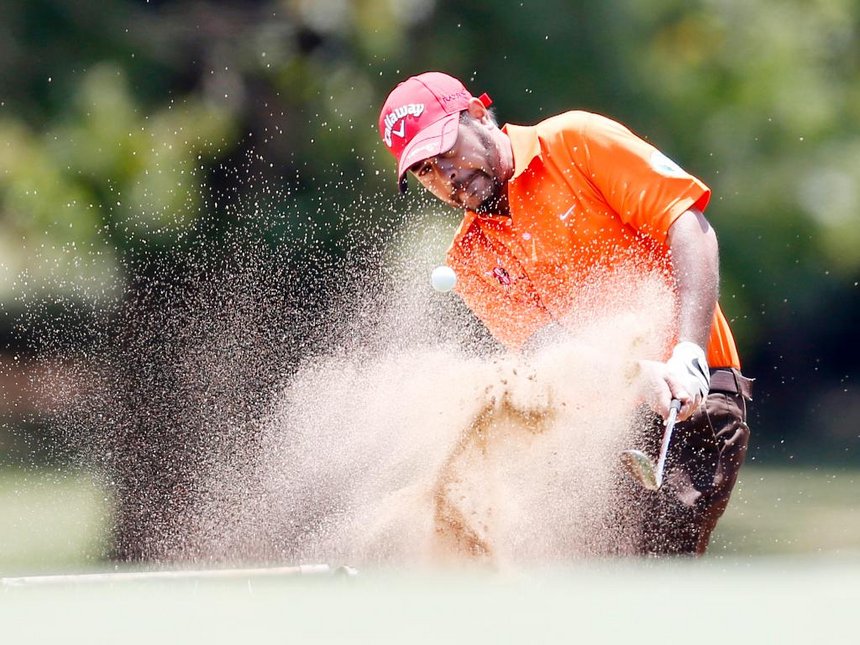 Jay Sandhu of Kenya chips from a bunker. The star is expected to be part of the Kenyan contingent whose amateurs are captained by Bo Ciera for the event.