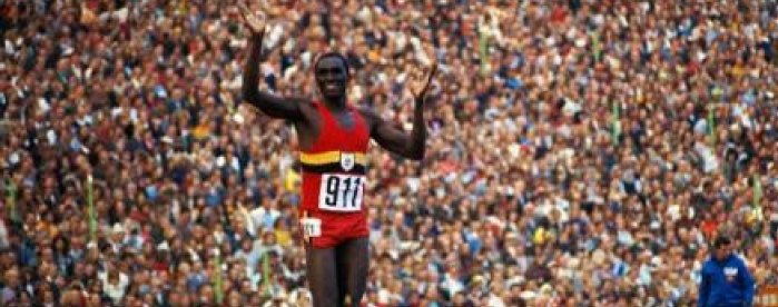 FIRST GOLDEN BOY: John Akii-Bua celebrates his victory in the 110m hurdles at the 1972 Olympic Games in Germany. 