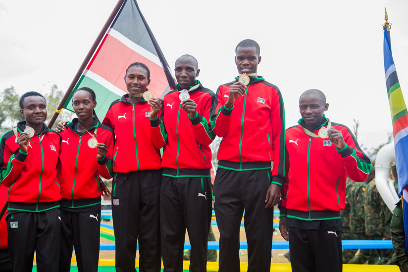 All the Kenya Defence Forces Athletes, the winners of the day’s games at the Podium for recognition