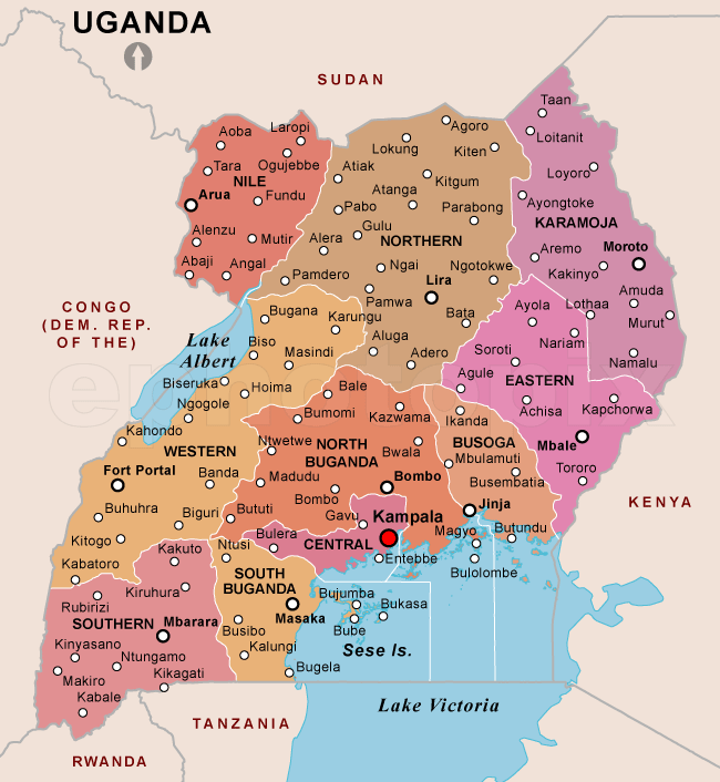 Uganda Political Map Stock Photo Alamy - Riset