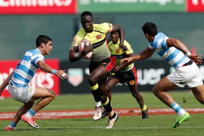 Uganda rugby 7s in action