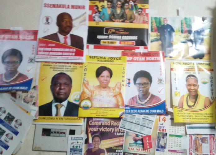 Campaign posters in one of the shops at Nasser.