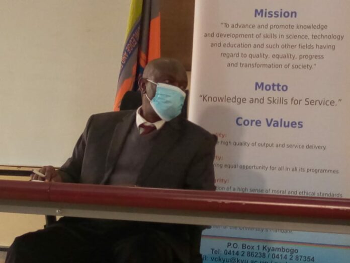 Profesor Eli Katunguka, the Vice Chancellor Kyambogo University.Photo by Ronard Shabomwe.