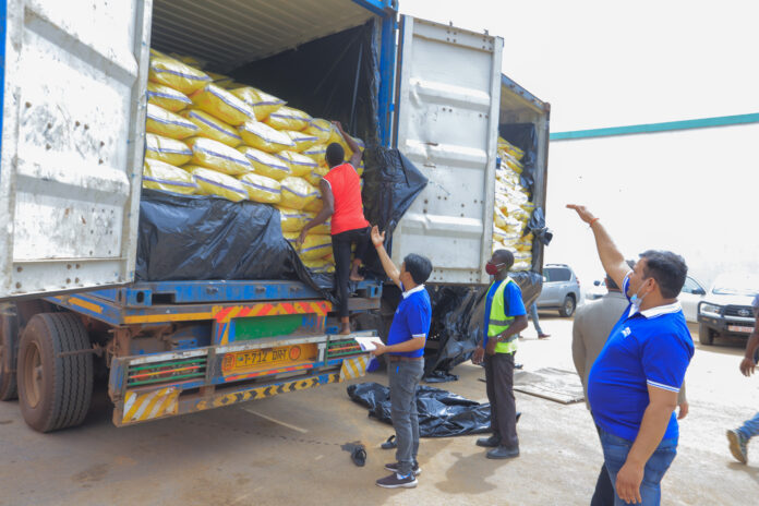 The milk being loaded onto the trucks