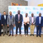The UBA Executive Committee 2024/2025, L-R, Wilbrod Owor (ED, UBA Secretariat), Sanjay Rughani (CEO, Standard Chartered), Micheal Mugabi (MD/CEO, Housing Finance Bank), Julius Kakeeto (MD, Post Bank), Patricia Ojangole (MD, Uganda Development Bank), Edgar Byamah (MD/CEO, KCB Bank), Shafi Nambobi( CEO, UGAFODE) and Mumba Kalifungwa (MD/CEO, Absa Bank).
