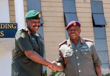 Gen. Muhoozi Kainerugaba and Gen. Rudzani Maphwanya, Chief of the South African National Defence Force.