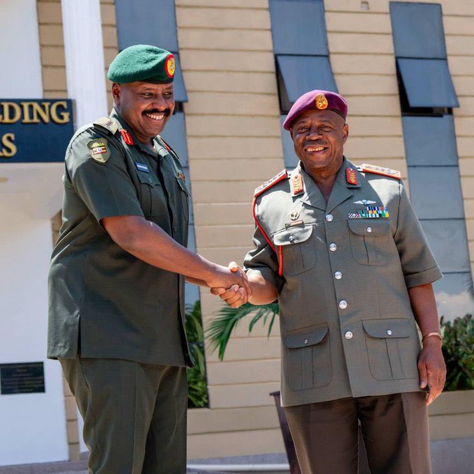 Gen. Muhoozi Kainerugaba and Gen. Rudzani Maphwanya, Chief of the South African National Defence Force.